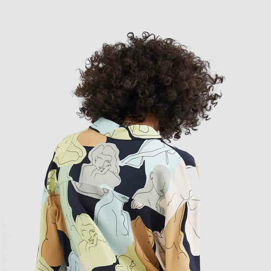 Abstract Print Cotton Blouse - immagine 3