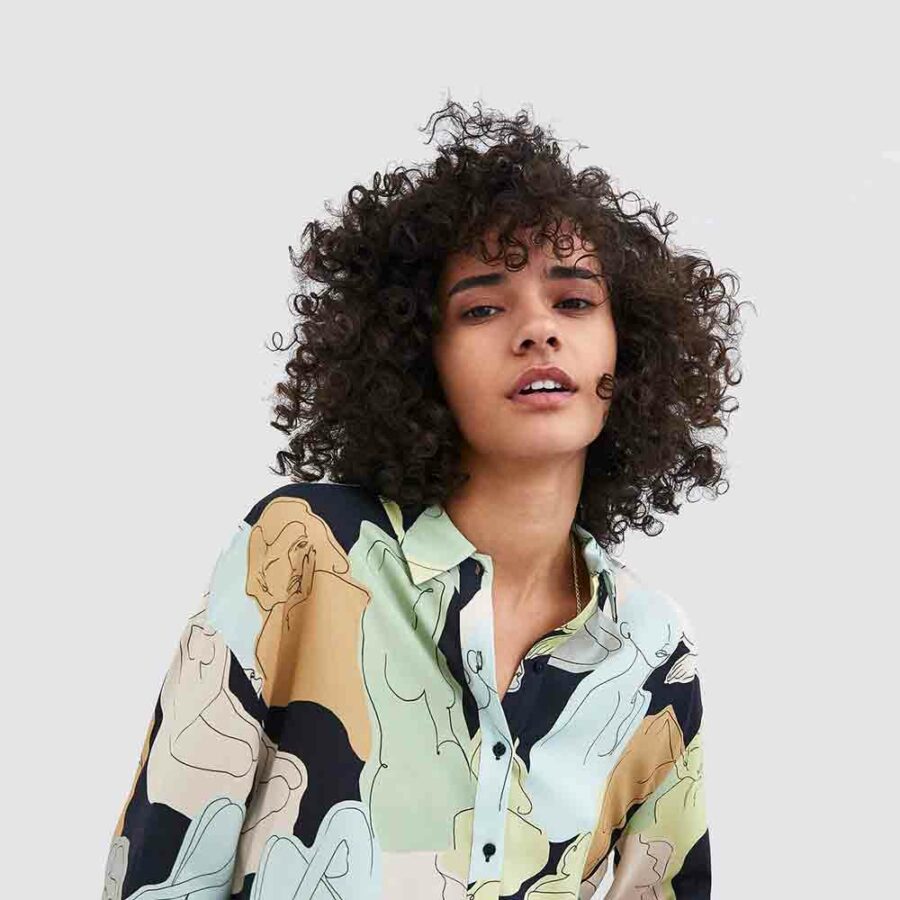 Abstract Print Cotton Blouse - immagine 2